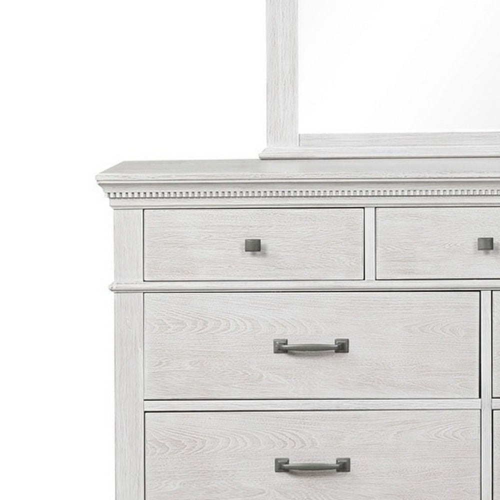 Leyne Wide Dresser | 7 Drawers | Farmhouse Weathered Gray Solid Wood BM340872