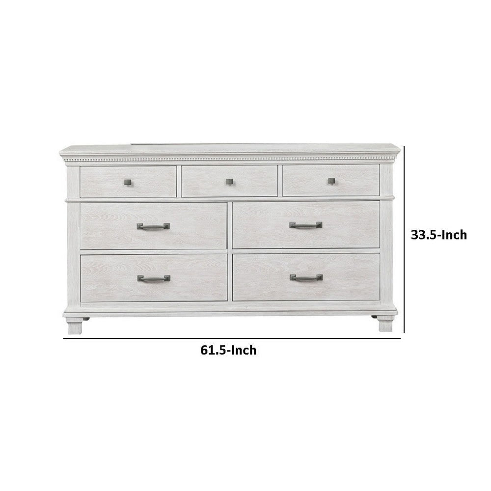 Leyne Wide Dresser | 7 Drawers | Farmhouse Weathered Gray Solid Wood BM340872