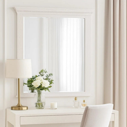 Leyne Dresser Mirror | Bevel Glass | Weathered Gray Solid Wood | 40"