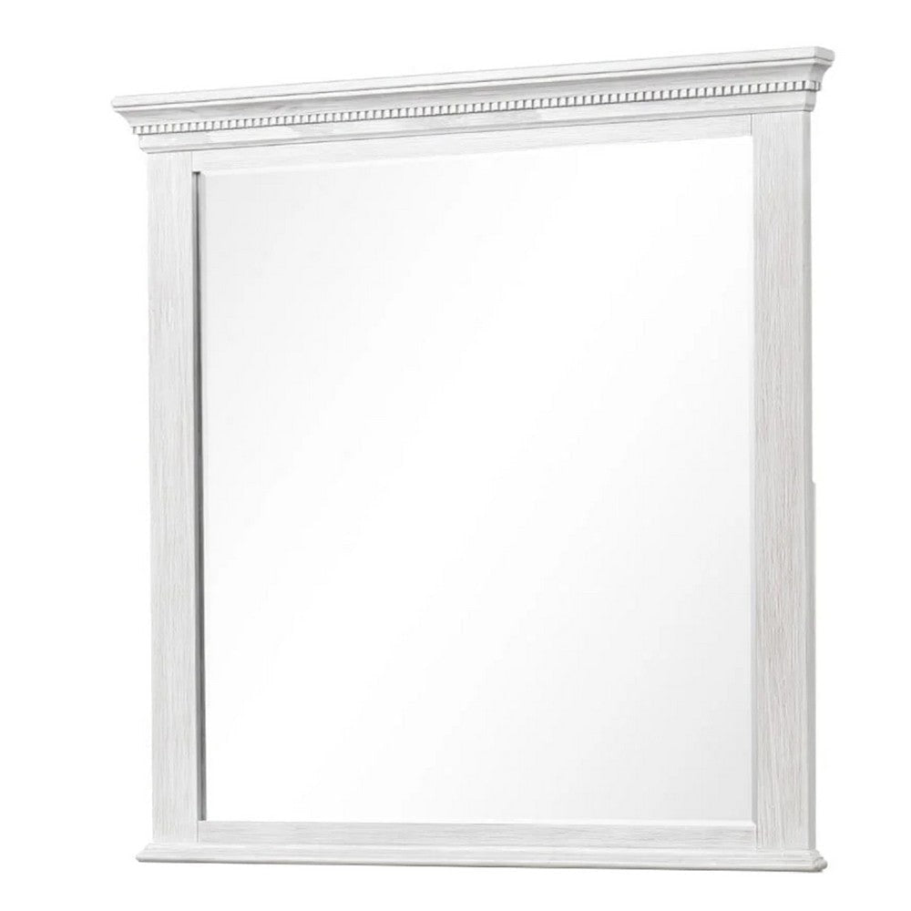 Leyne Dresser Mirror | Bevel Glass | Weathered Gray Solid Wood | 40"