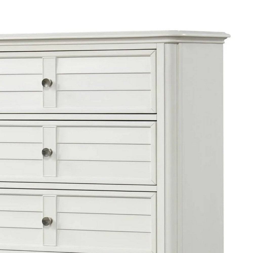 Kyna Tall Dresser Chest | 5 Drawers | Classic Antique White Solid Wood BM340875