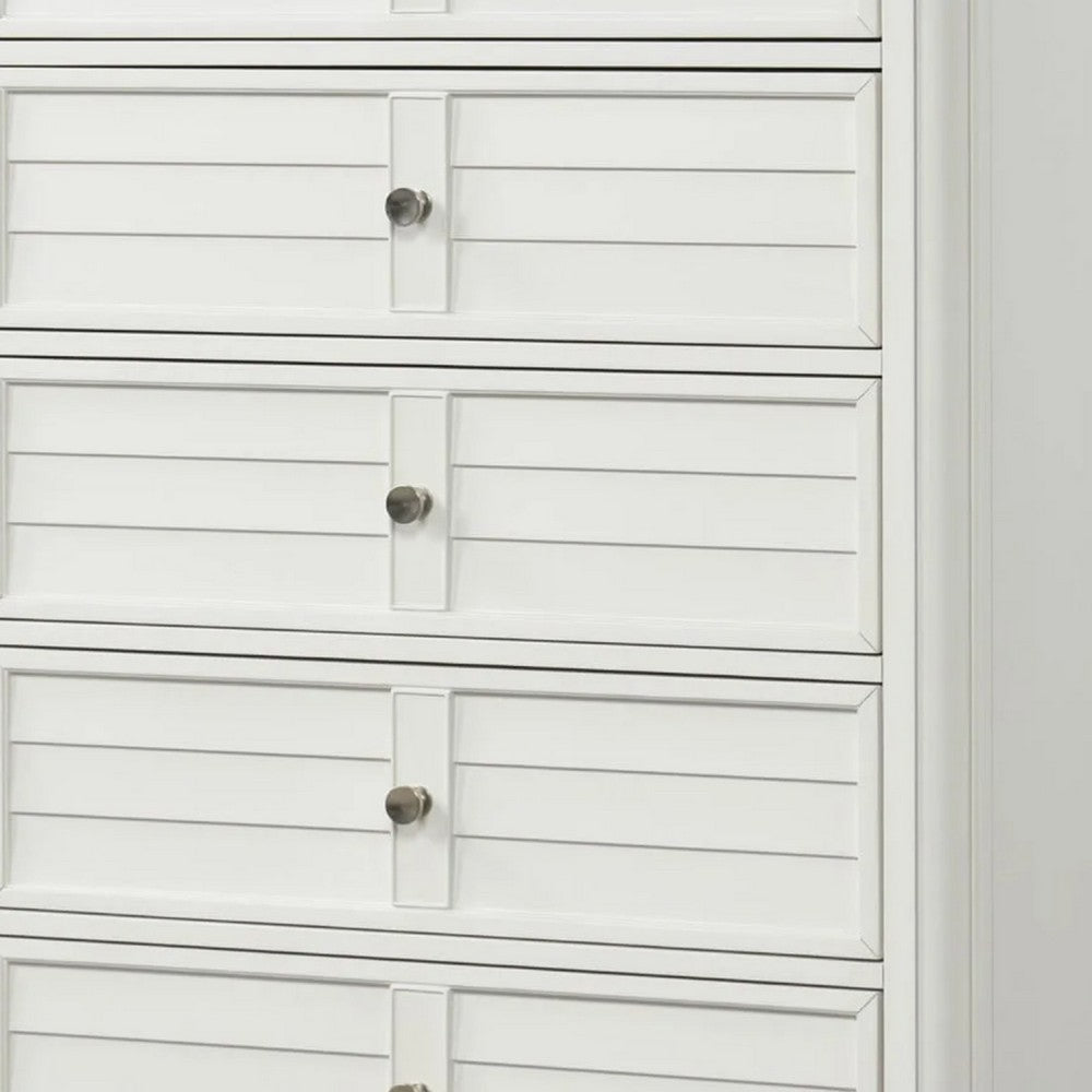 Kyna Tall Dresser Chest | 5 Drawers | Classic Antique White Solid Wood BM340875