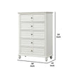 Kyna Tall Dresser Chest | 5 Drawers | Classic Antique White Solid Wood BM340875