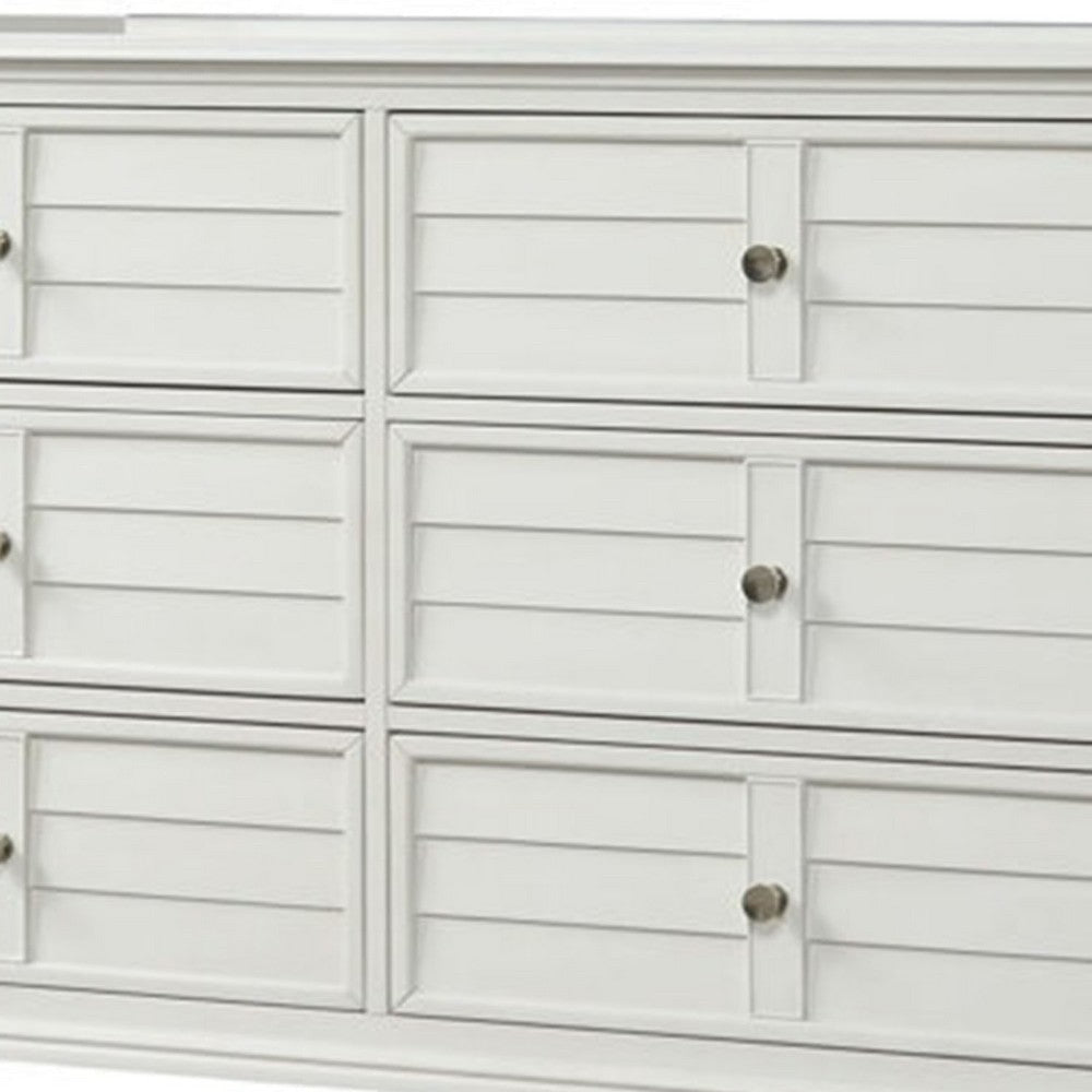 Kyna Wide Dresser | 6 Drawers | Classic Antique White Solid Wood BM340876