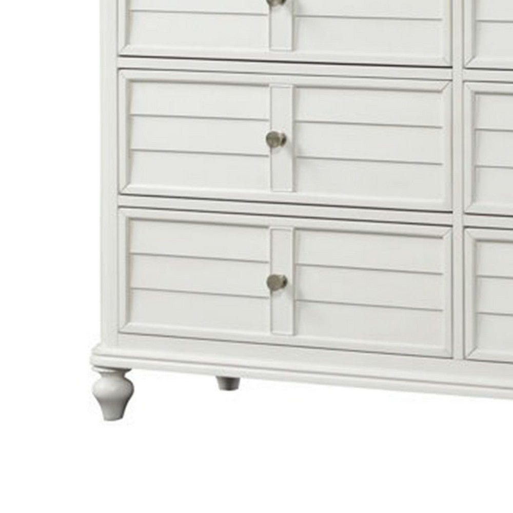 Kyna Wide Dresser | 6 Drawers | Classic Antique White Solid Wood BM340876