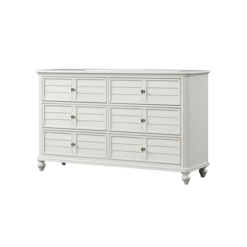 Kyna Wide Dresser | 6 Drawers | Classic Antique White Solid Wood BM340876