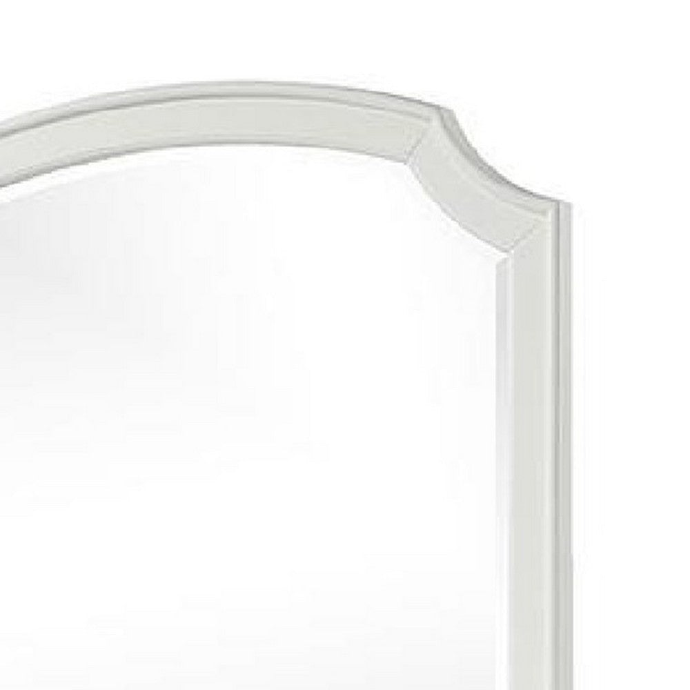 Kyna Dresser Mirror | Beveled Glass | Classic Antique White Solid Wood | 40x42 BM340877