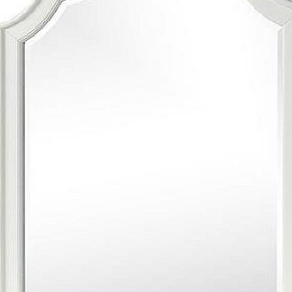 Kyna Dresser Mirror | Beveled Glass | Classic Antique White Solid Wood | 40x42 BM340877