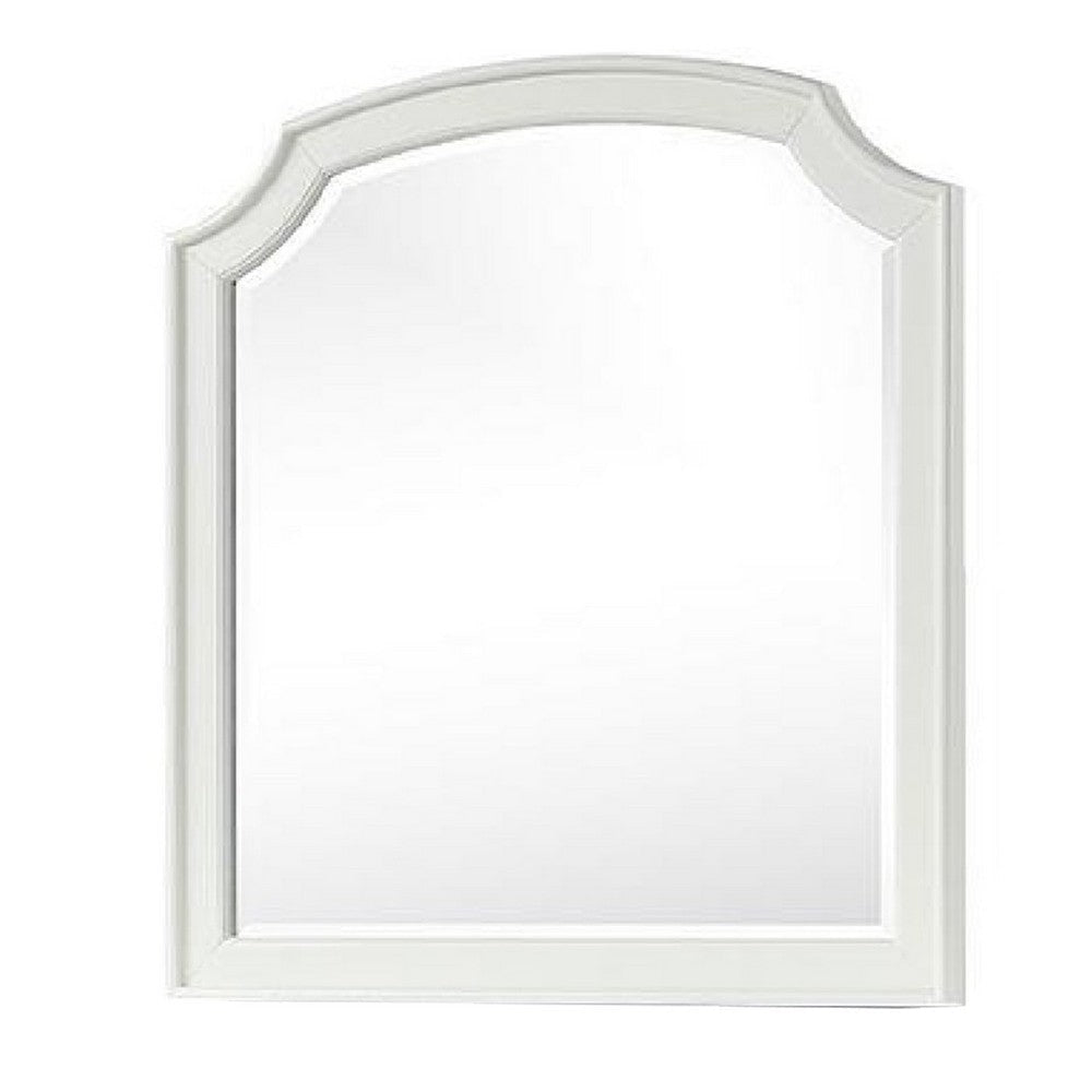 Kyna Dresser Mirror | Beveled Glass | Classic Antique White Solid Wood | 40x42 BM340877