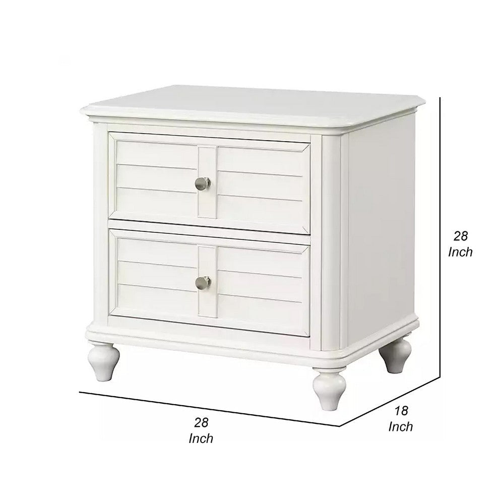 Kyna Nightstand | 2 Drawers | Classic Antique White Solid Wood | 28’’ BM340878