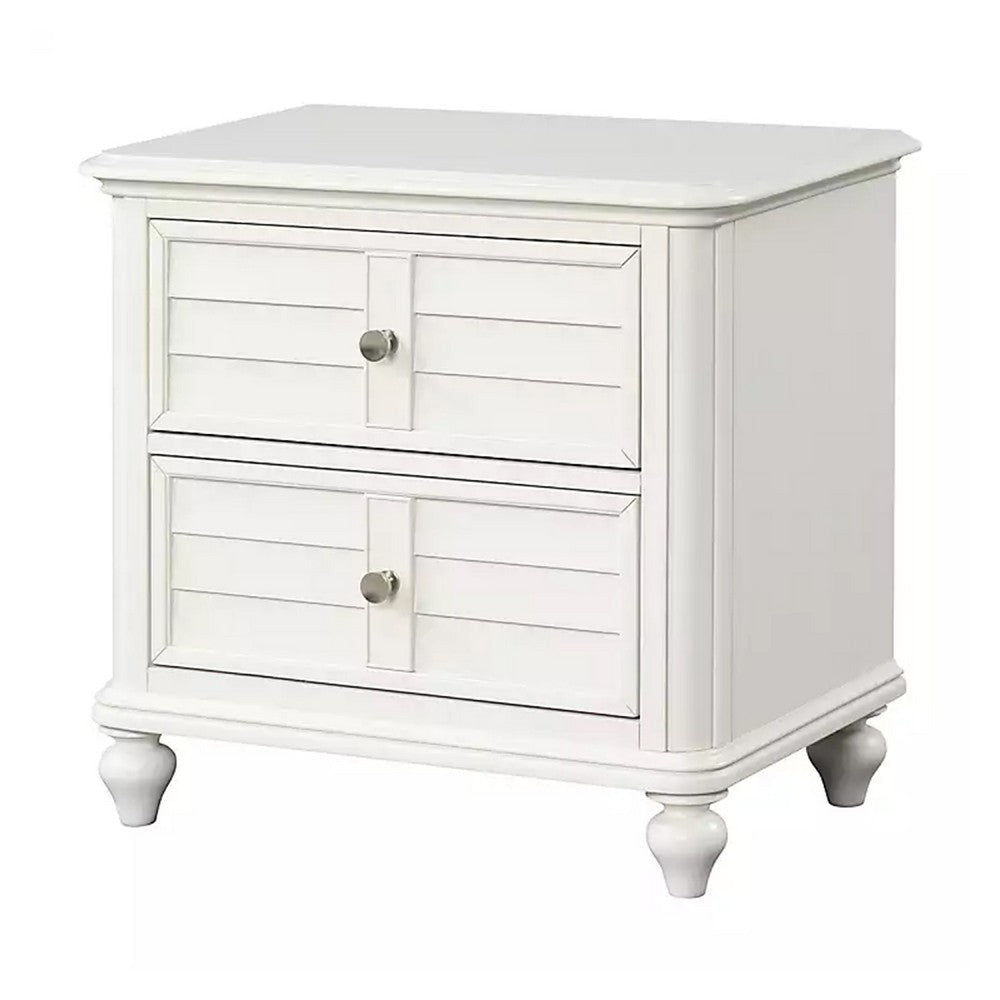 Kyna Nightstand | 2 Drawers | Classic Antique White Solid Wood | 28’’ BM340878