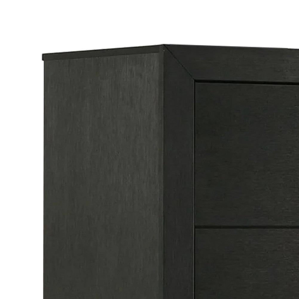 Lati Tall Dresser Chest | 5 Drawers | Modern Black Wood & Gold Metal BM340879