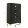 Lati Tall Dresser Chest | 5 Drawers | Modern Black Wood & Gold Metal BM340879