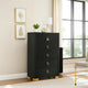 Lati Tall Dresser Chest | 5 Drawers | Modern Black Wood & Gold Metal BM340879