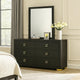 Lati Wide Dresser | 6 Drawers | Modern Black Wood & Gold Metal BM340880