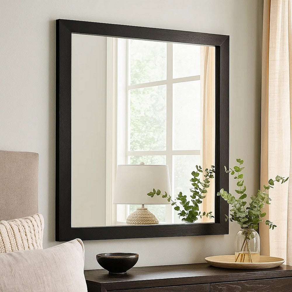 Lati Dresser Mirror | Beveled Glass | Black Wood | 40’’ Square BM340881