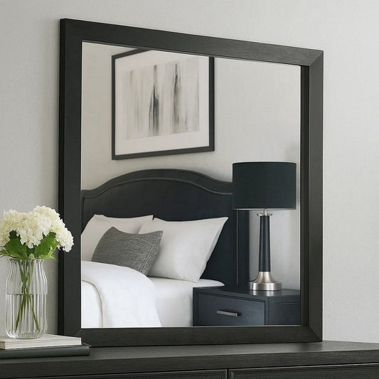 Lati Dresser Mirror | Beveled Glass | Black Wood | 40’’ Square BM340881