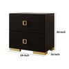 Lati Nightstand | 2 Drawers | Modern Black Wood & Gold Metal | 24’’ BM340882