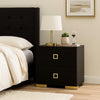 Lati Nightstand | 2 Drawers | Modern Black Wood & Gold Metal | 24"