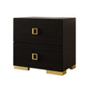 Lati Nightstand | 2 Drawers | Modern Black Wood & Gold Metal | 24’’ BM340882
