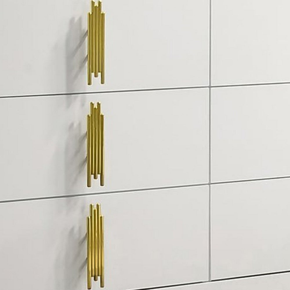 Dyl Wide Dresser | 6 Drawers | Modern White Wood with Gold Accents BM340883