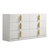 Dyl Wide Dresser | 6 Drawers | Modern White Wood with Gold Accents BM340883