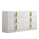 Dyl Wide Dresser | 6 Drawers | Modern White Wood with Gold Accents BM340883