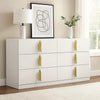 Dyl Wide Dresser | 6 Drawers | Modern White Wood with Gold Accents BM340883