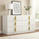 Dyl Wide Dresser | 6 Drawers | Modern White Wood with Gold Accents BM340883