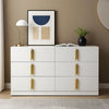 Dyl Wide Dresser | 6 Drawers | Modern White Wood with Gold Accents