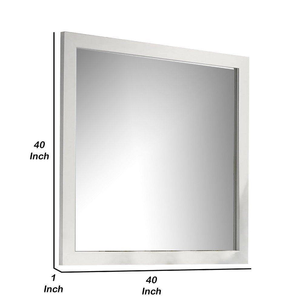 Dyl Dresser Mirror | Bevel Glass | White Wood Frame | 40’’ Square BM340884