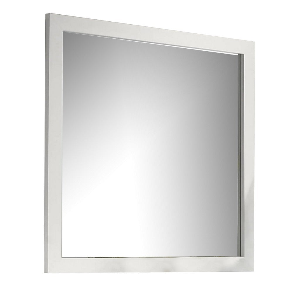 Dyl Dresser Mirror | Bevel Glass | White Wood Frame | 40’’ Square BM340884