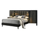 Fel King Size Bed | Rustic Dark Brown Wood | Upholstered Headboard BM340886