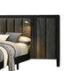 Fel King Size Bed | Rustic Dark Brown Wood | Upholstered Headboard BM340886