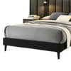 Fel King Size Bed | Rustic Dark Brown Wood | Upholstered Headboard BM340886