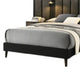 Fel King Size Bed | Rustic Dark Brown Wood | Upholstered Headboard BM340886