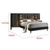 Fel Queen Size Bed | Rustic Dark Brown Wood Frame | Upholstered Headboard BM340887