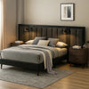 Fel Queen Size Bed | Rustic Dark Brown Wood Frame | Upholstered Headboard BM340887