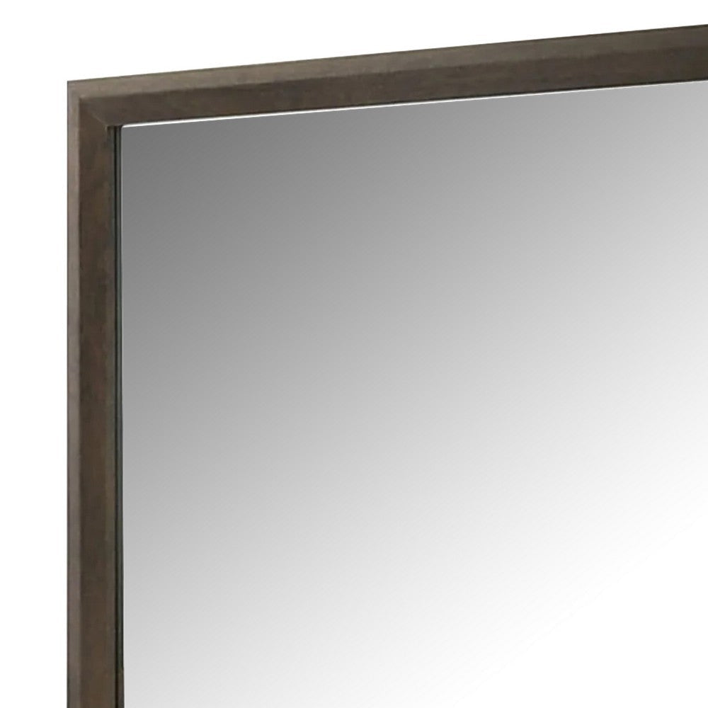 Fel Dresser Mirror | Beveled Glass | Rustic Dark Brown Wood Frame | 44x45 BM340888