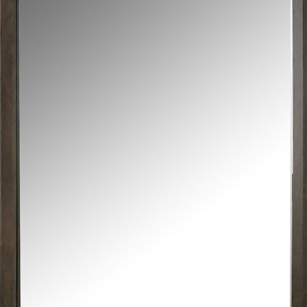 Fel Dresser Mirror | Beveled Glass | Rustic Dark Brown Wood Frame | 44x45 BM340888
