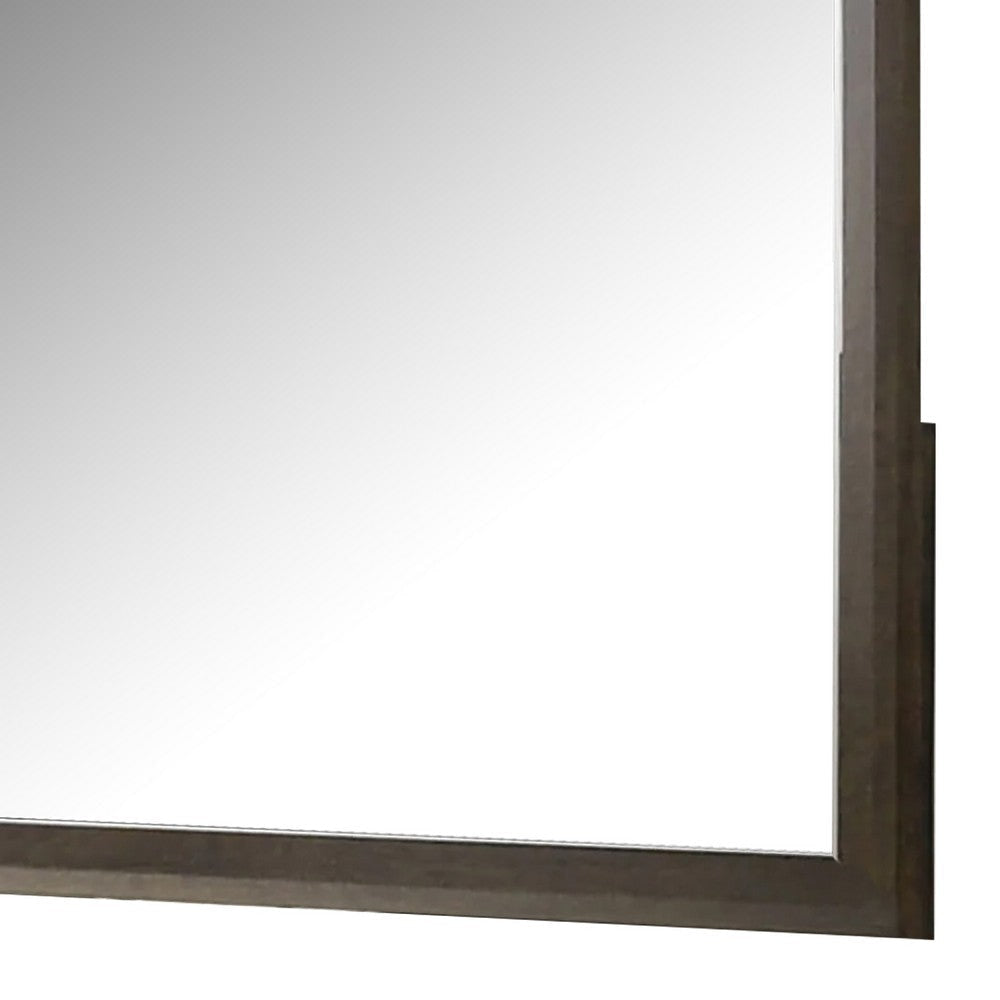 Fel Dresser Mirror | Beveled Glass | Rustic Dark Brown Wood Frame | 44x45 BM340888