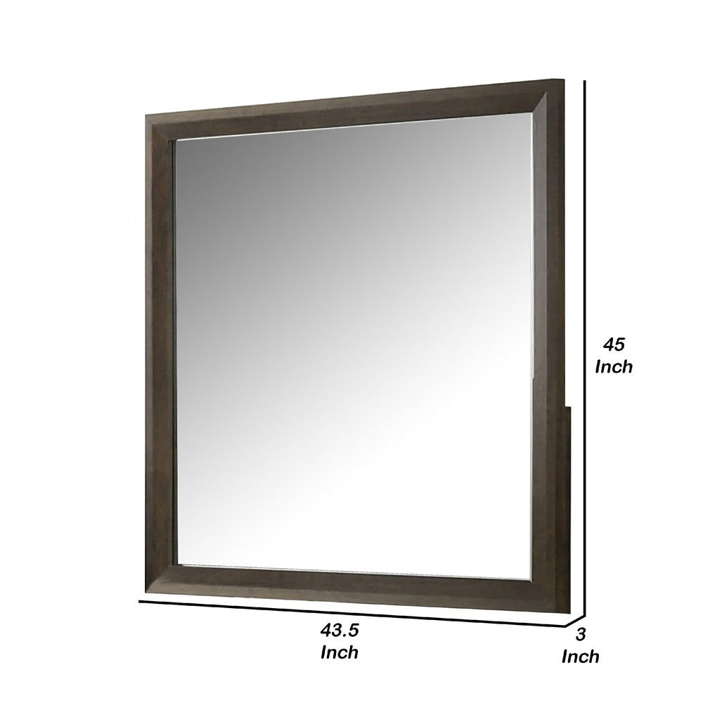 Fel Dresser Mirror | Beveled Glass | Rustic Dark Brown Wood Frame | 44x45 BM340888