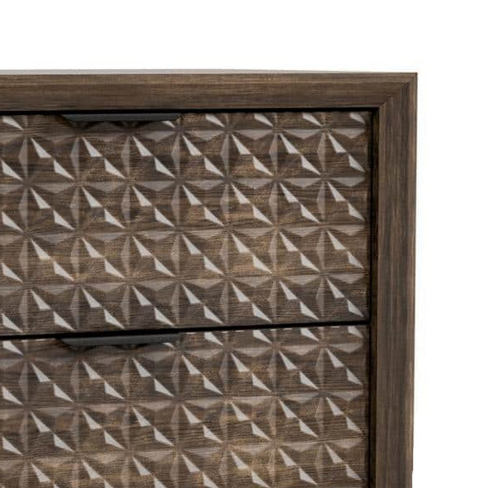 Fel Nightstand | 2 Drawers | Rustic Dark Brown Wood | 25’’ BM340889