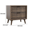 Fel Nightstand | 2 Drawers | Rustic Dark Brown Wood | 25’’ BM340889
