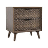 Fel Nightstand | 2 Drawers | Rustic Dark Brown Wood | 25’’ BM340889