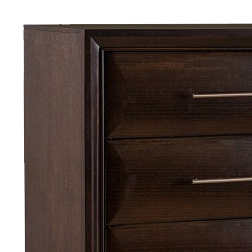 Nitz Tall Dresser Chest | 5 Drawers | Espresso Brown Solid Wood BM340890
