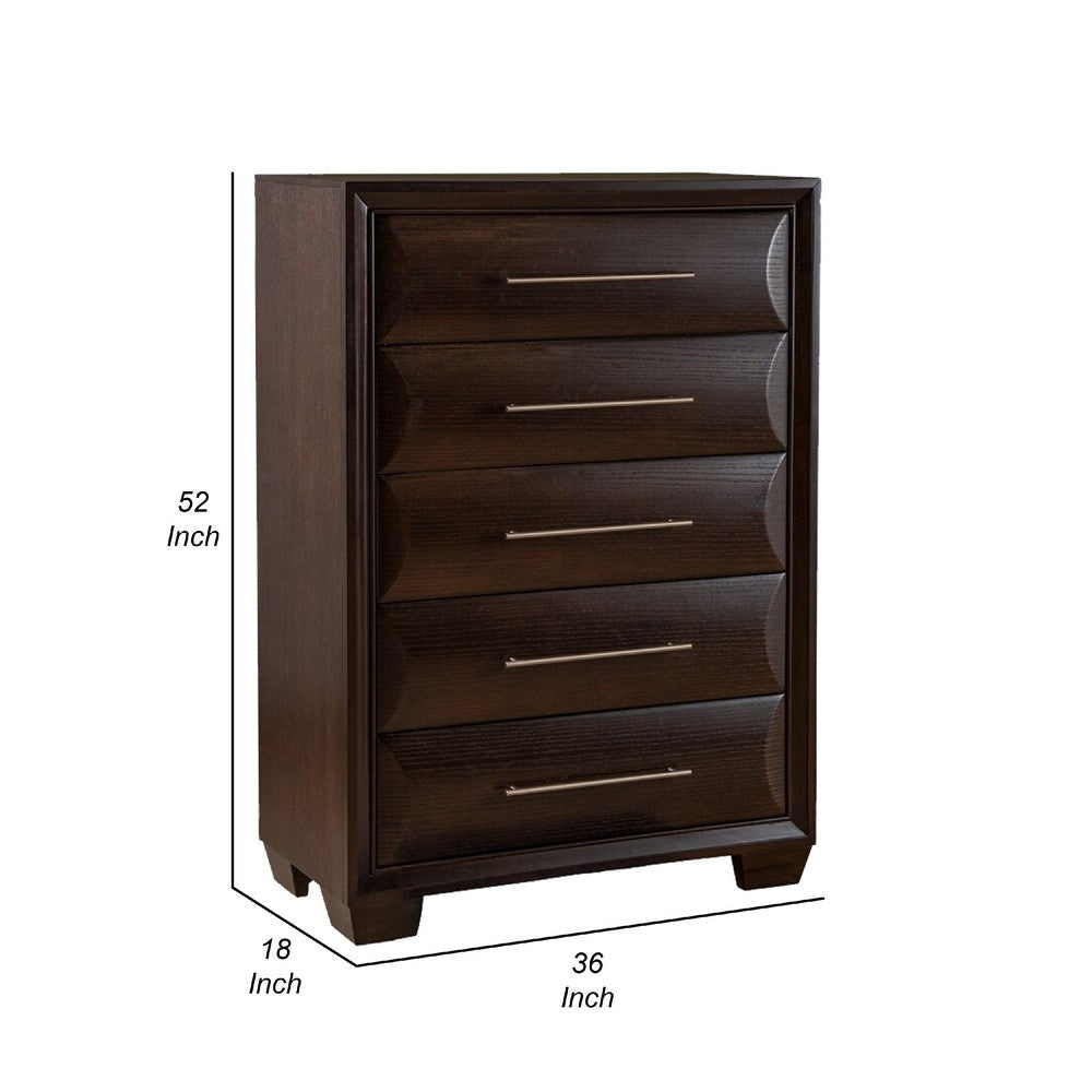 Nitz Tall Dresser Chest | 5 Drawers | Espresso Brown Solid Wood BM340890