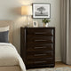 Nitz Tall Dresser Chest | 5 Drawers | Espresso Brown Solid Wood