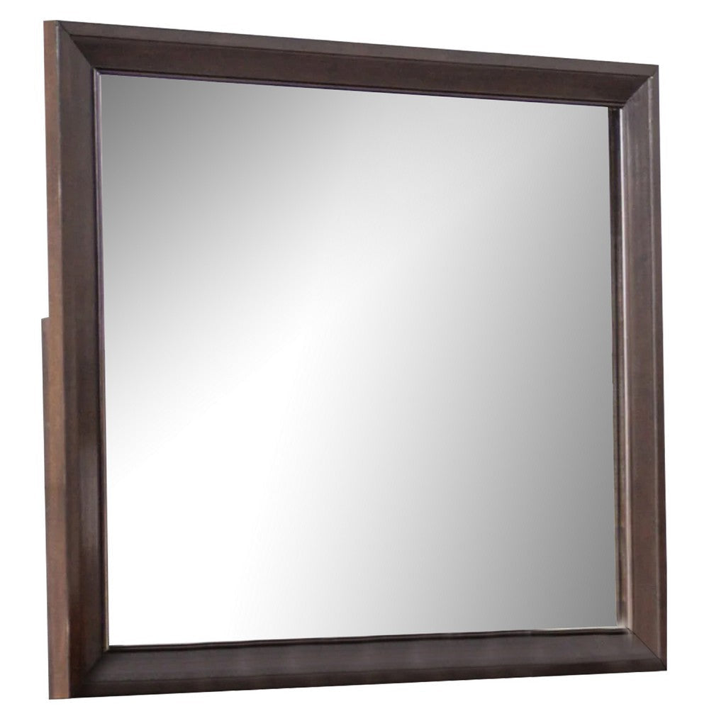 Nitz Dresser Mirror | Beveled Glass | Espresso Brown Solid Wood Frame | 36x40 BM340891