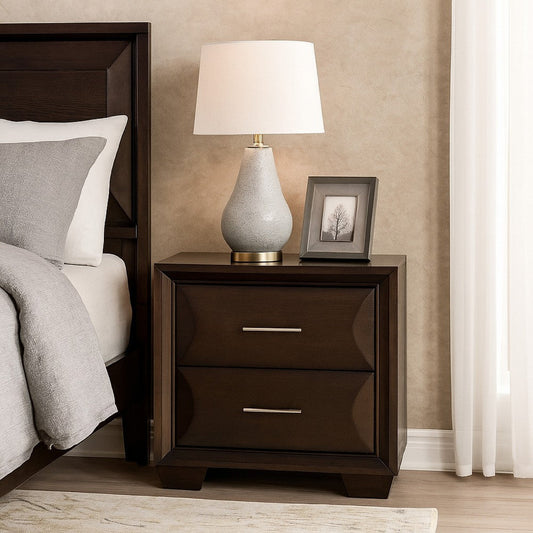 Nitz Nightstand | 2 Drawers | Espresso Brown Solid Wood | 27"
